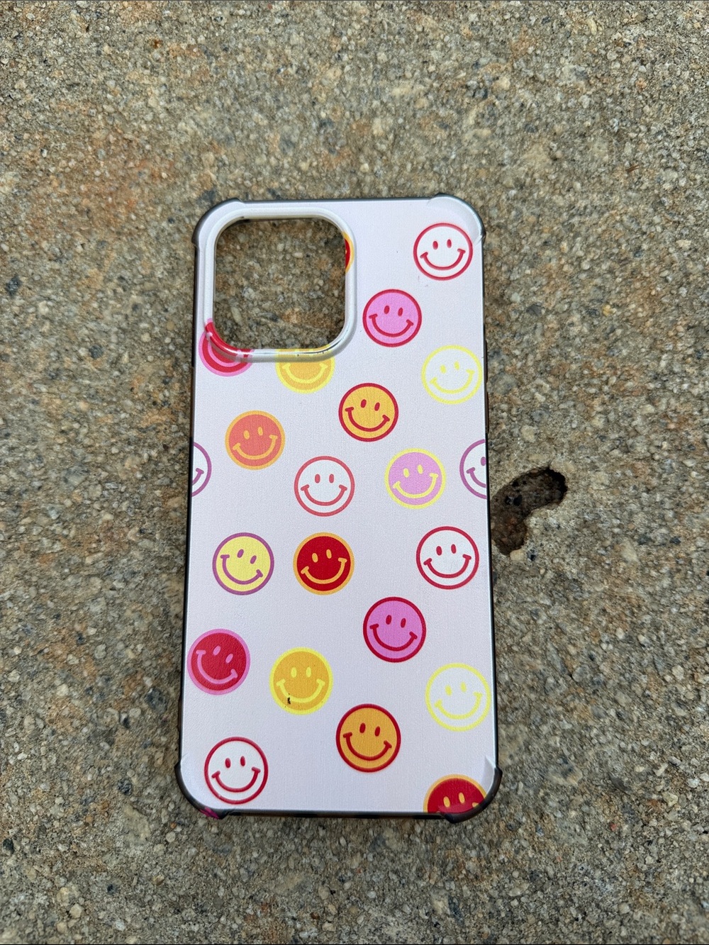 Smiley Pattern White Phone Case - Multi-Color Smiley Design